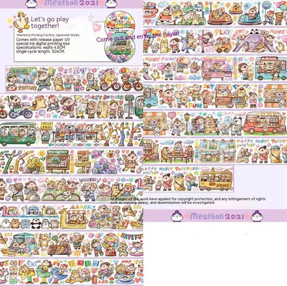 Haemorrhoid tape packaging stickers with cartoon characters, 42 styles, Japanese paper, 5 cm size