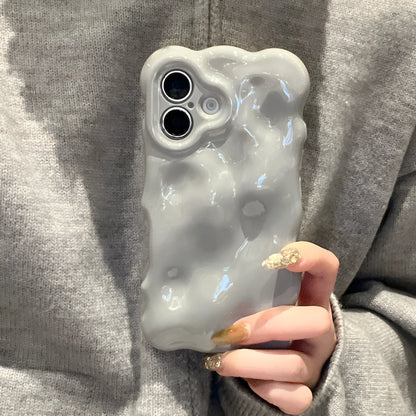 Grey TPU phone case with three-dimensional bubble shell pattern for iPhone 11 to 17 series