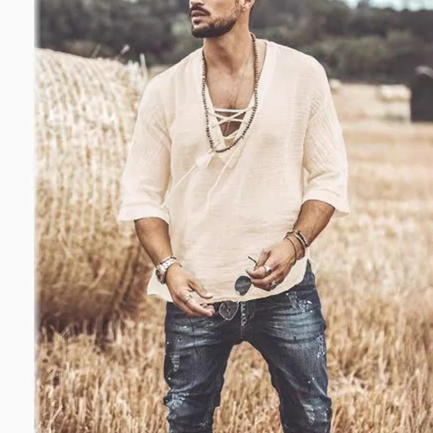 Lace Up Corn Mid Sleeved T-shirt in various colours