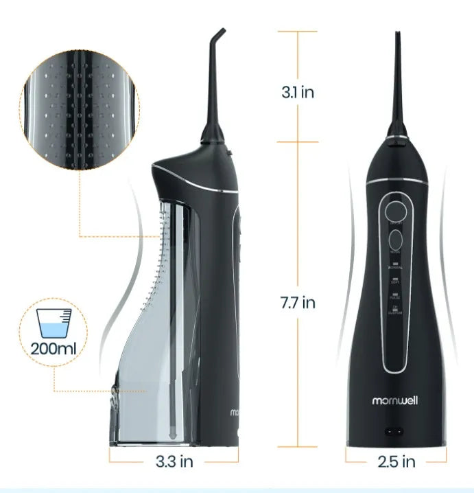 Black Prooral portable oral irrigator water pick with 300mL tank