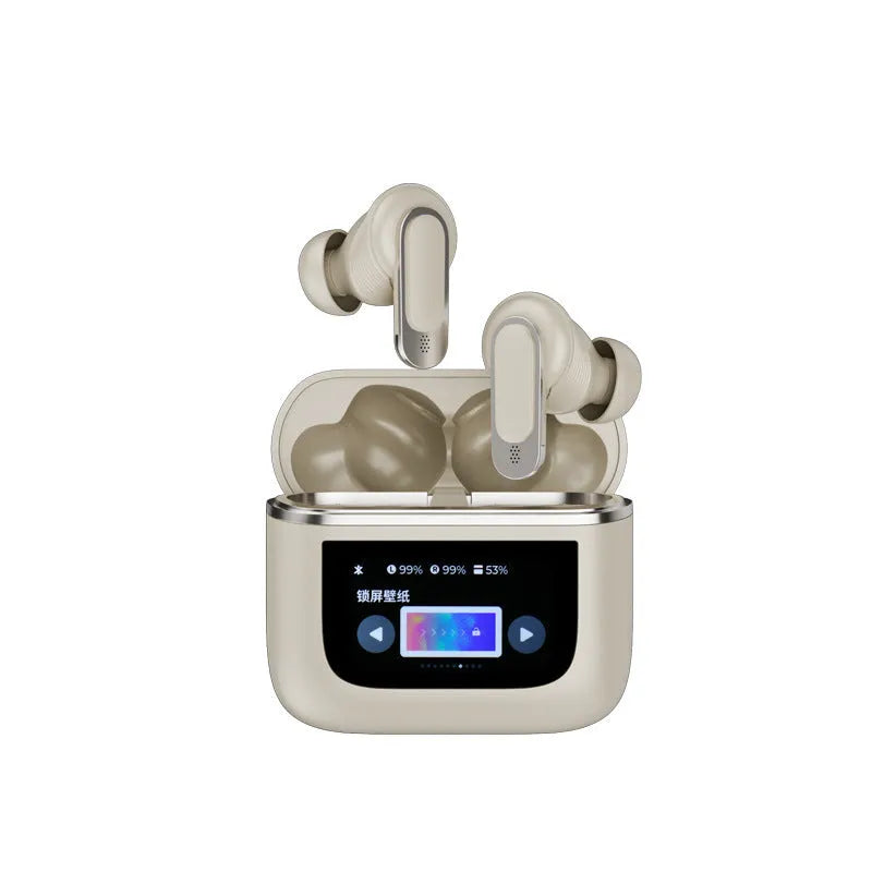 Touch screen active noise-cancelling Bluetooth in-ear headset in black colour option