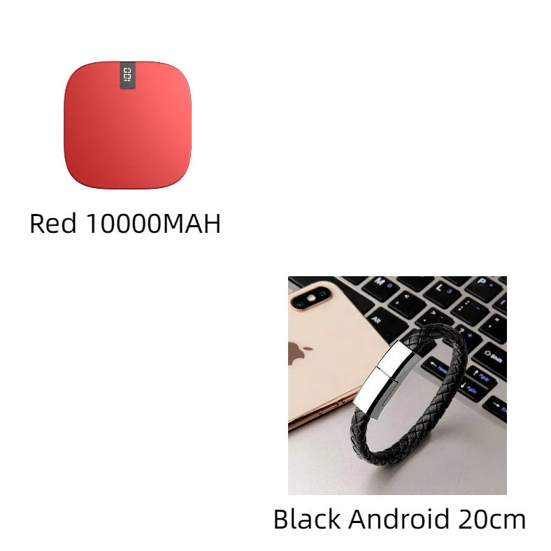 10000mAh mini power bank with digital display showing battery percentage