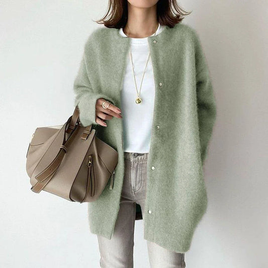 A stylish and cozy knit cardigan jacket in a variety of colors, perfect for autumn and winter wear