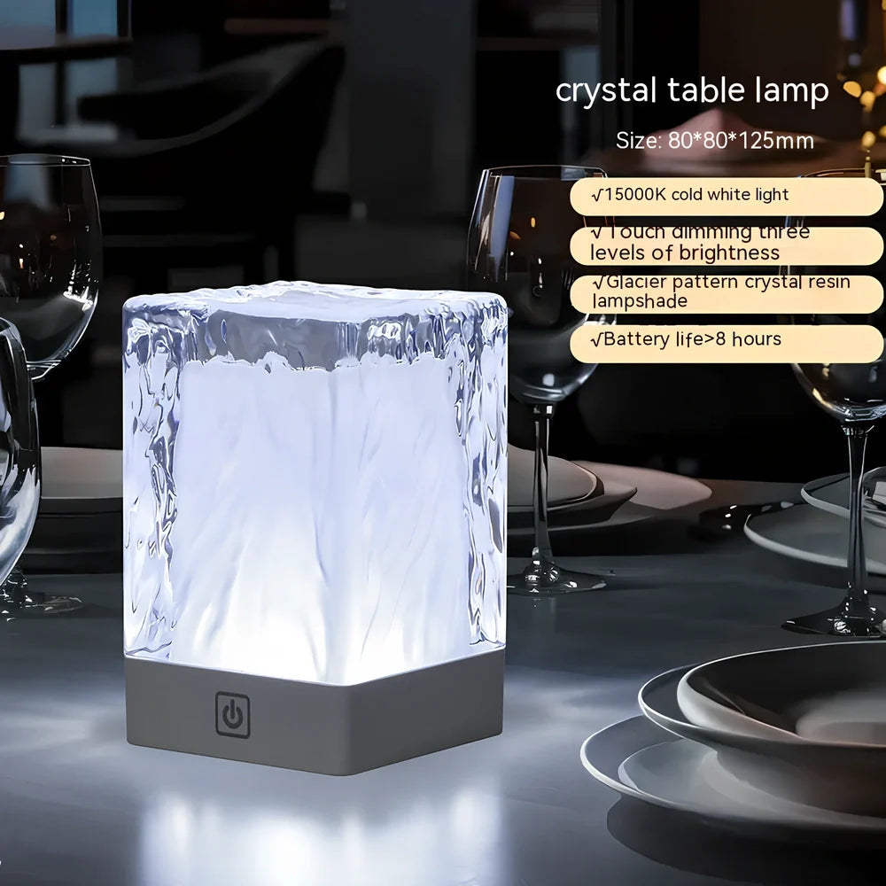 Crystal touch control desk lamp with USB connection and multiple colour lighting options