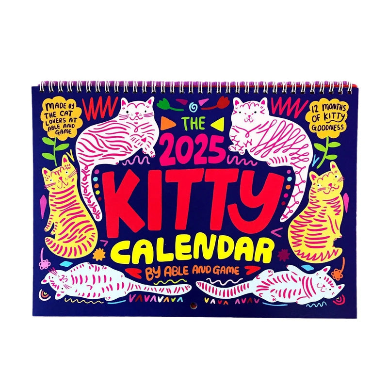 Cat Calendar Wall Planner with multiple design options featuring seasonal cat illustrations, ideal for home or office organisation with A3 size format and tear-resistant paper material.