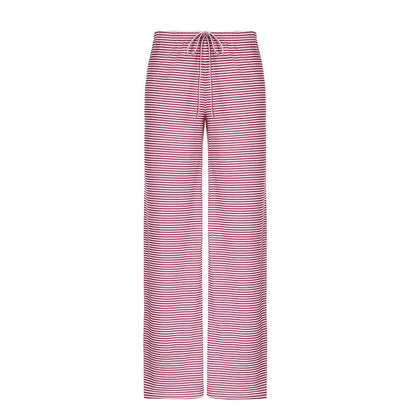 Stylish women's striped wide-leg trousers with lace-up detail in various colors