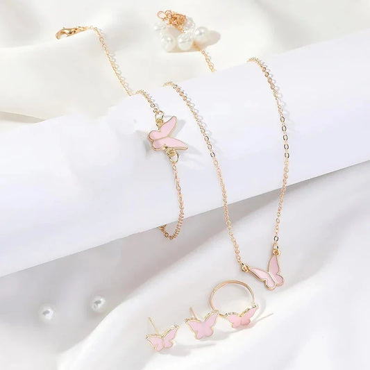 5PCS Fashion Butterfly Pendants Jewelry Set for Women in various colours