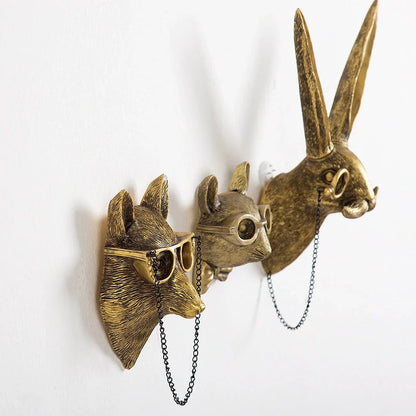 Antique bronze synthetic resin animal pendant in bear shape, 12 cm height for home wall decor