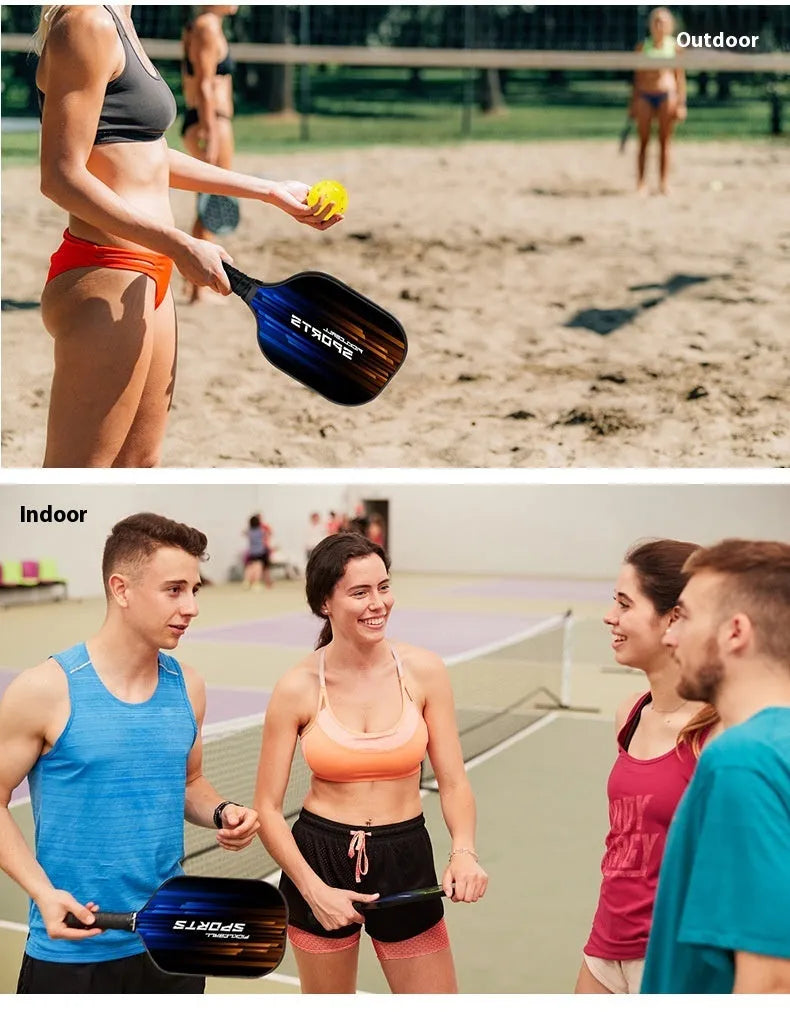 High-density fibreglass table tennis racket for outdoor sports use.