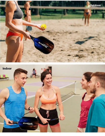 High-density fibreglass table tennis racket for outdoor sports use.