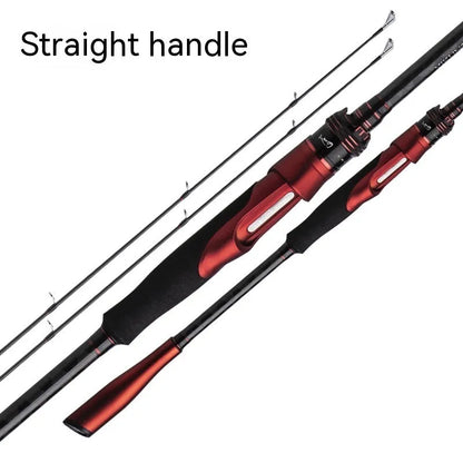 Carbon ultralight fishing rod showing straight handle and pikestaff style options