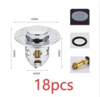 Copper core bouncing washbasin drain plug with universal 1.1-1.5 inch head in metallic finish