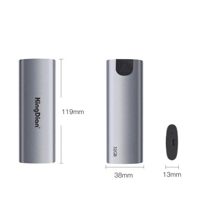 Grey external SSD with USB 3.0 interface for mobile phone direct connection