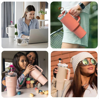 Stylish cowboy hat-shaped straw covers made of food-grade silicone in vibrant macaroon colors for protecting and decorating drinks