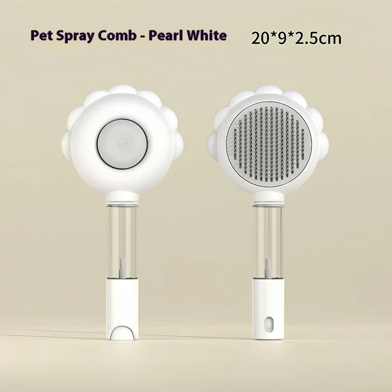 Self-Cleaning Pet Grooming Brush with Spray - Gentle Deshedding Tool for Cats and Dogs