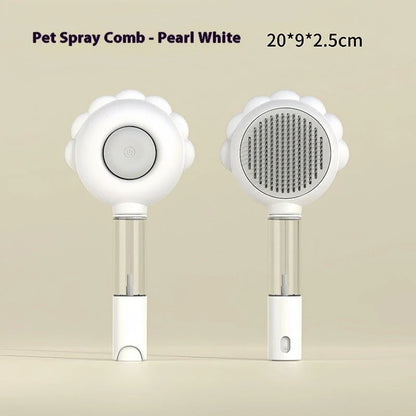 Self-Cleaning Pet Grooming Brush with Spray - Gentle Deshedding Tool for Cats and Dogs
