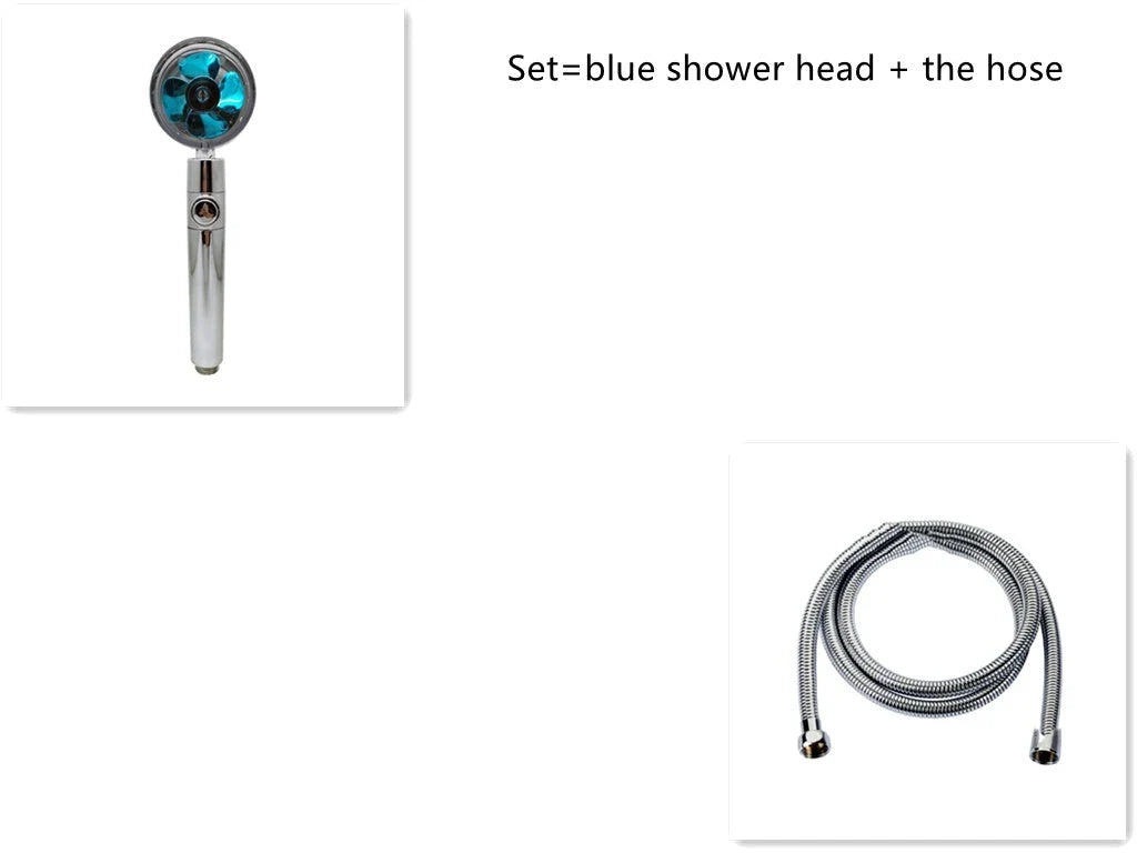 360° Rotating Shower Head with Built-In Fan - Premium ABS Plastic Construction, Water-Saving High-Pressure Spray