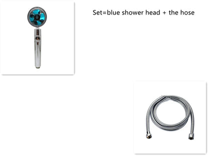 360° Rotating Shower Head with Built-In Fan - Premium ABS Plastic Construction, Water-Saving High-Pressure Spray
