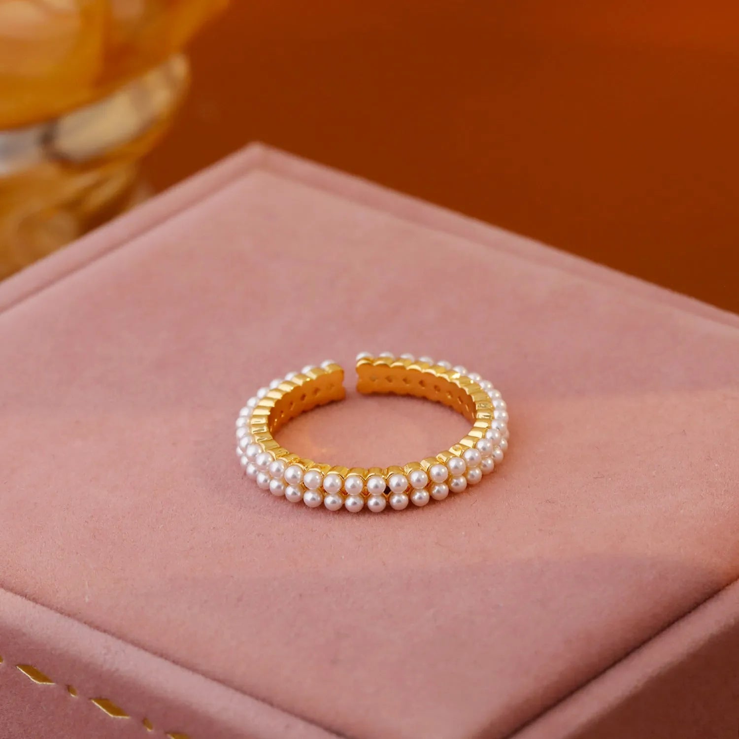 Geometric gold electroplated copper open ring with sweet temperament style for women