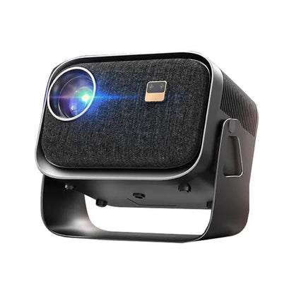 4K smart home theater projector with portable design showing Android screen mirroring capability