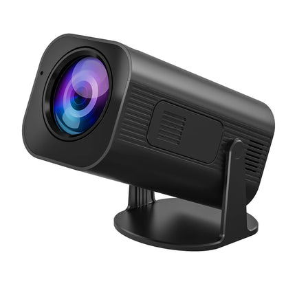 P330 portable mini projector in black or white with remote control on a table.
