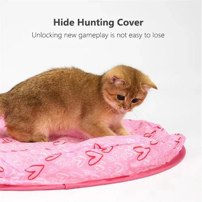 70cm nylon cat hunting cover with electric motion ball, available in pink or green, USB powered for indoor cats
