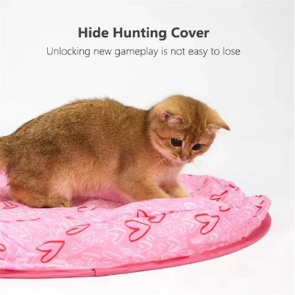 70cm nylon cat hunting cover with electric motion ball, available in pink or green, USB powered for indoor cats