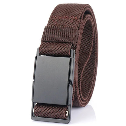 Casual belt with metal magnetic buckle in five colour options showing polyester fibre construction