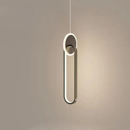 Nordic black double ring LED bed lamp chandelier with adjustable height above bedside