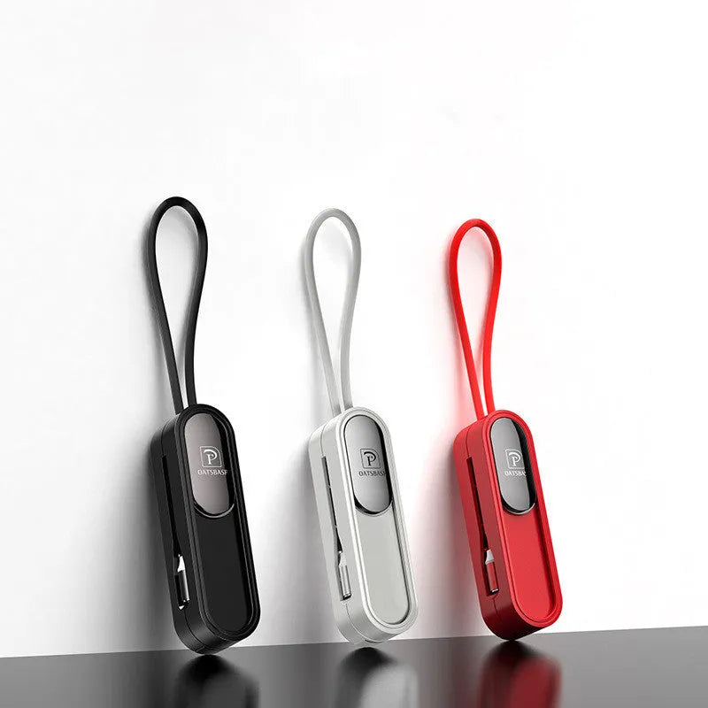 Magnetic three-in-one USB charging cable in black, white, or red colour with 0.4m length