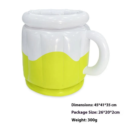 Yellow inflatable PVC ice bucket for beer steins and outdoor drinks