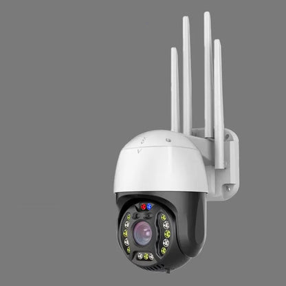 Outdoor dome surveillance camera with 360-degree rotation capability showing infrared sensors for night vision