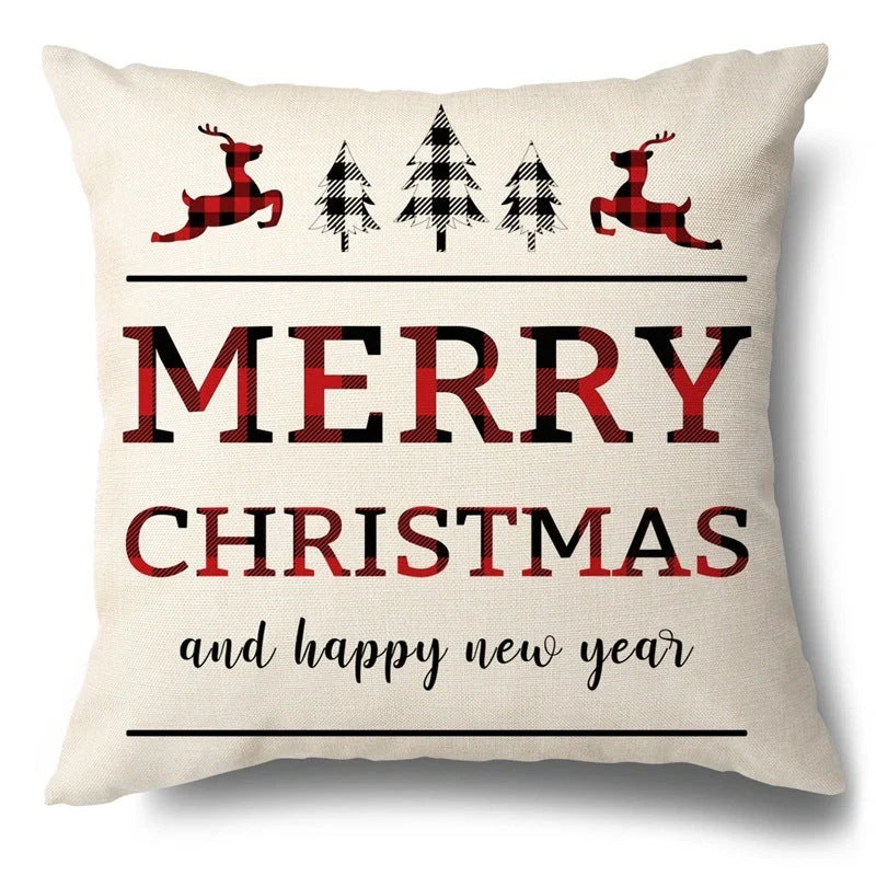 Christmas Hugging Pillowcase with flax elk design for festive home decor