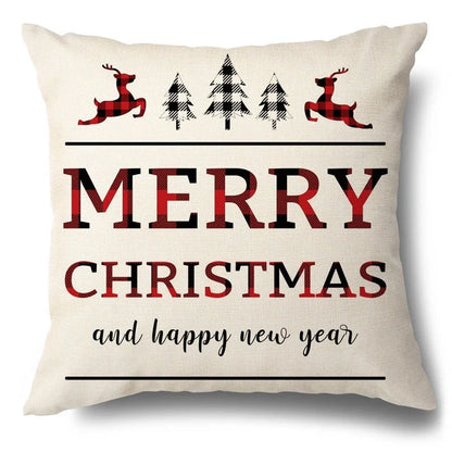 Christmas Hugging Pillowcase with flax elk design for festive home decor