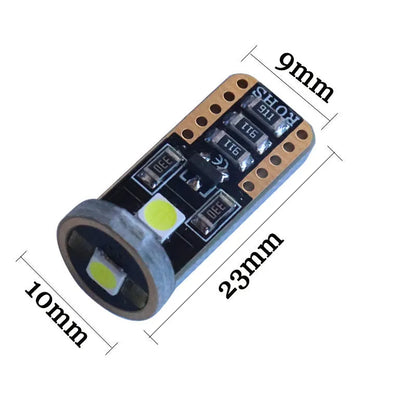 T10 W5W LED car light in blackboard white colour with 23mm by 9mm dimensions