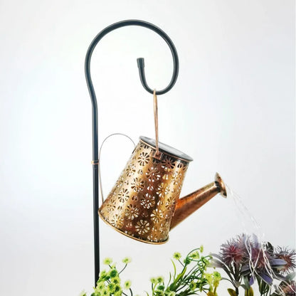 Solar-powered butterfly kettle lamp for outdoor courtyard decoration with wrought iron construction
