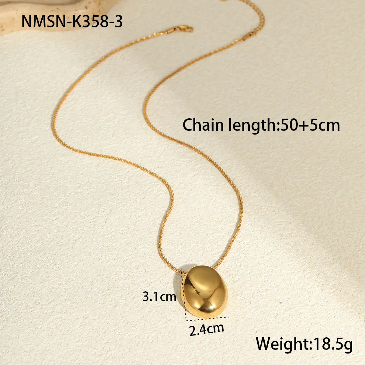 Long geometric gold-plated necklace with adjustable 41-50cm chain and stainless steel construction