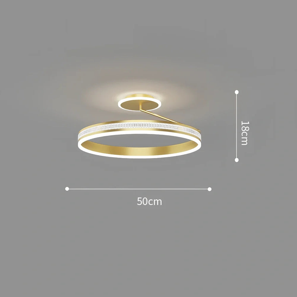Modern circular ceiling light with iron body and PMMA lampshade in black finish