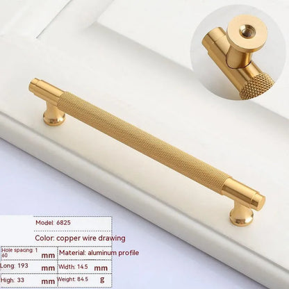 Modern brushed brass aluminium alloy furniture handle with European-style design