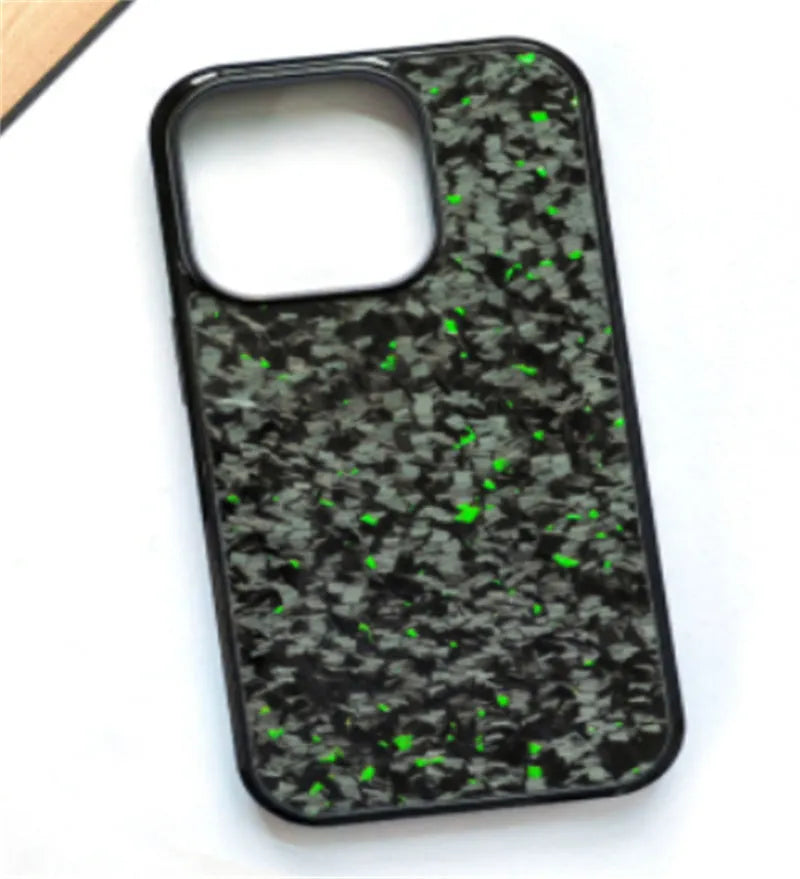 Magnetic plastic phone case for iPhone 12-15 in seven colours including Classic Carbon and Forged Blue.