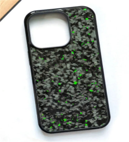 Magnetic plastic phone case for iPhone 12-15 in seven colours including Classic Carbon and Forged Blue.