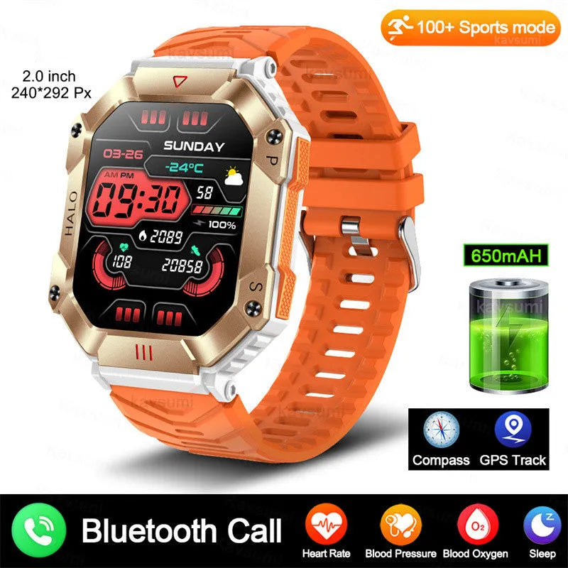Android GPS smart watch for women with a titanium alloy case shown on a wrist, featuring a resin dial and a black camouflage strap.