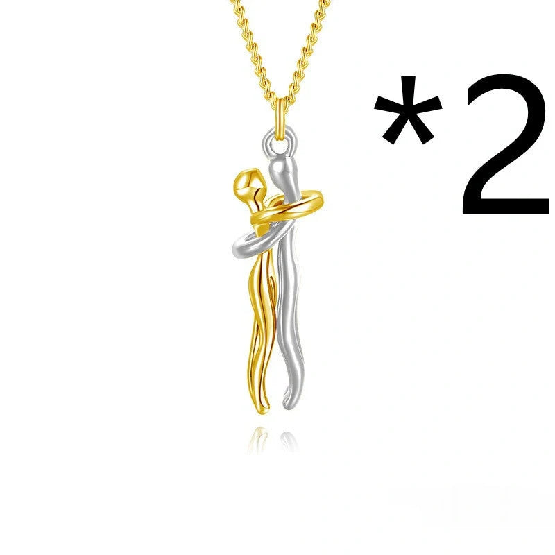 Affectionate Hug Necklace for couples with snake bone chain design