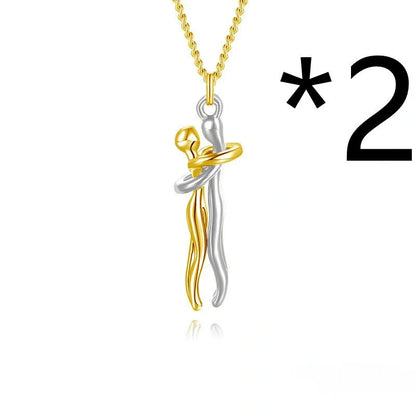 Affectionate Hug Necklace for couples with snake bone chain design