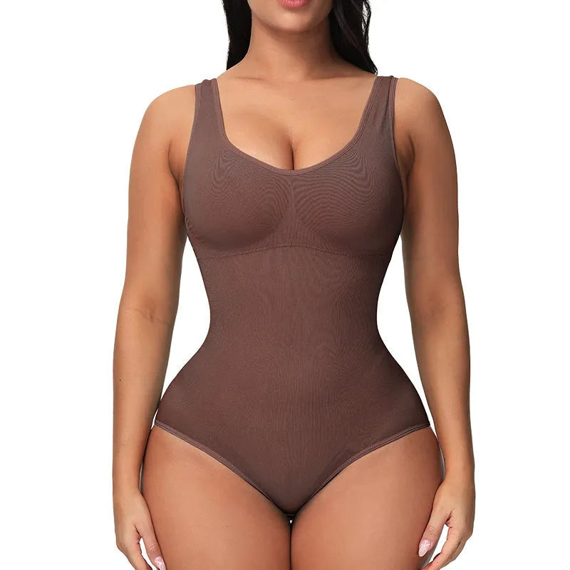 Seamless nylon bodysuit for waist support and body sculpting in multiple colours