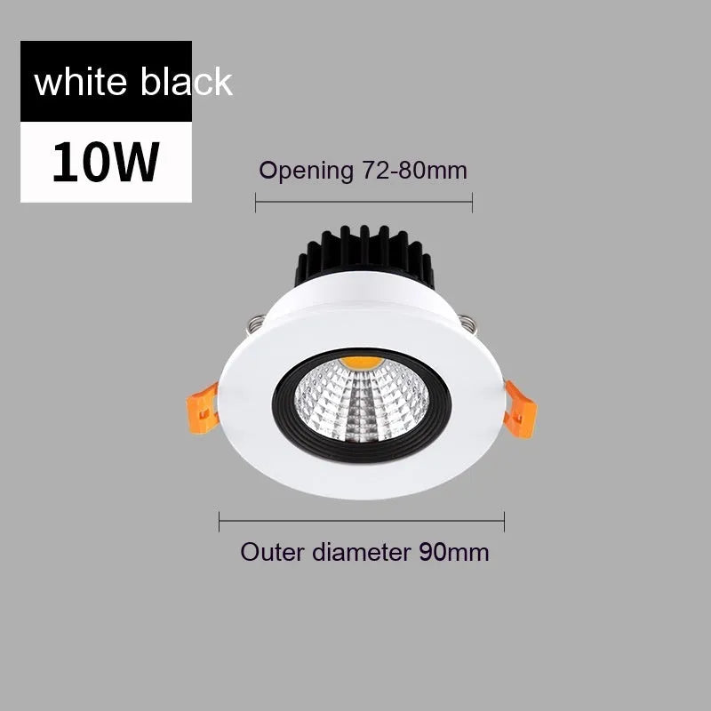 Modern aluminium recessed LED ceiling spotlight with three colour temperature settings shown installed.