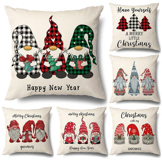 Christmas Hugging Pillowcase with flax elk design for festive home decor