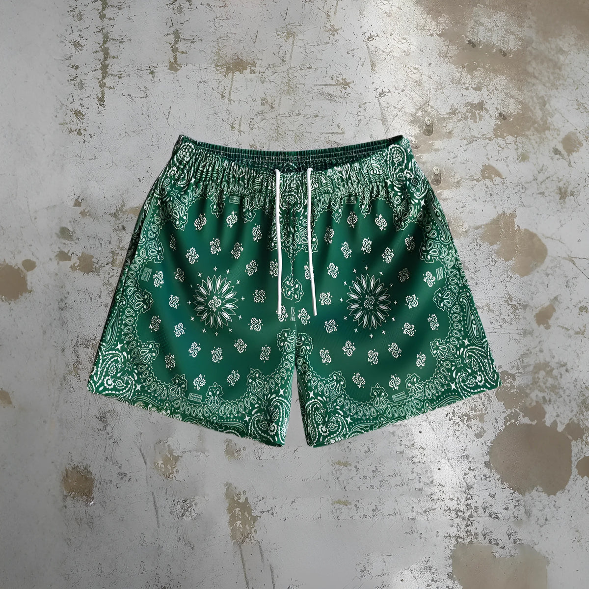 Men's quick-drying beach shorts in milk silk with digital print, loose fit, ten colours, sizes S to 2XL.