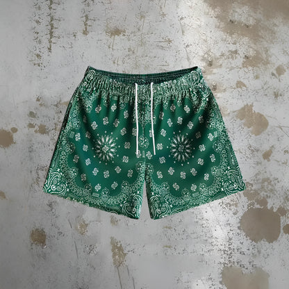 Men's quick-drying beach shorts in milk silk with digital print, loose fit, ten colours, sizes S to 2XL.