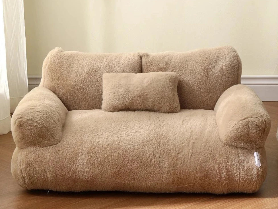 Cozy and luxurious cat bed sofa in various colors, featuring a thick backrest and anti-slip base for pets' comfort and relaxation